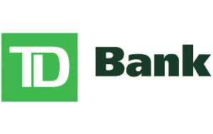 TD Bank logo, a green square with white 'TD' letters and 'Bank' text.