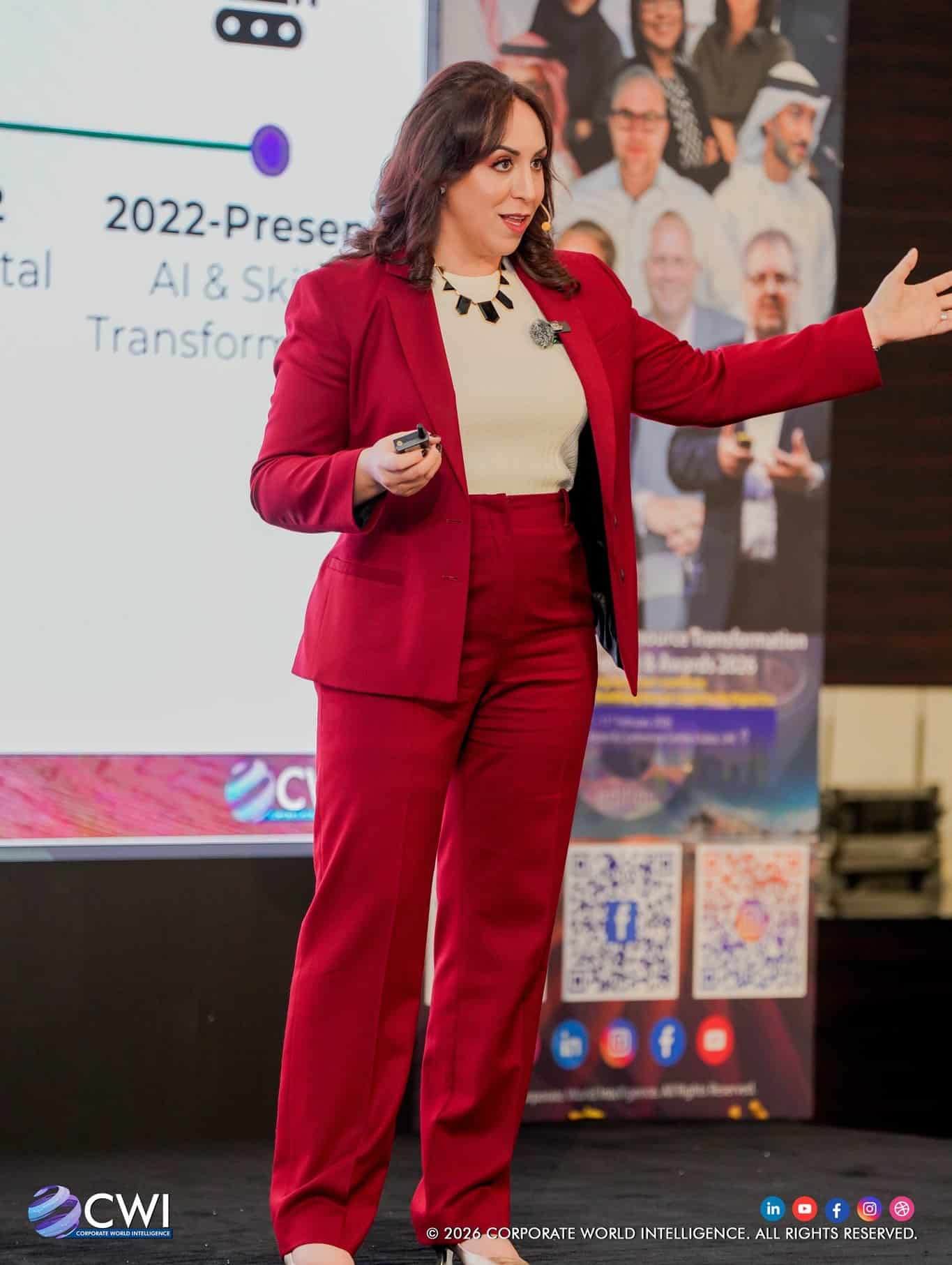 Suzanne Knight on stage in Dubai